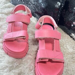 Ganni Pink Strappy Sandals